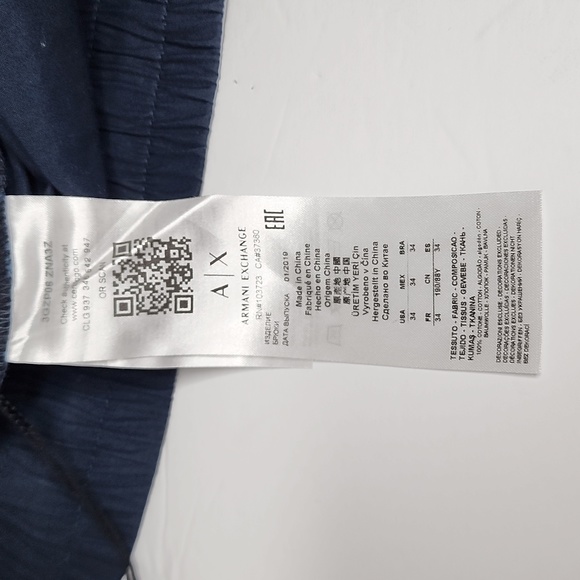 ARMANI EXCHANGE,  CARGO PANTS, SIZE 34 WAIST, NAVY BLUE, LOGO AT EACH LEG SIDE - Picture 11 of 16